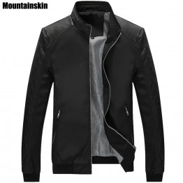  Mountainskin 5XL Spring New Men's PU Patchwork Jackets Casual  Men's Thin Jackets Solid Slim Male Coats Brand Clothing,SA167