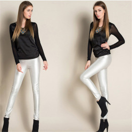 2017 New Spring Women Brand Clothing High Waist Slim Faux Leather Pants Lady Fashion Fleece Skinny PU Leather Trousers Leggings