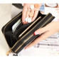 2018 High Quality Black Purse Women Leather Purses Wallets Luxury Brand Wallet Double Zipper Day Clutch Coin Card Bag LB203 