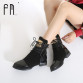 35-43 Women Boots Genuine Leather Flat Martin Ankle Boots Womens Motorcycle Boots Autumn Shoes Women Winter Patent leather Botas