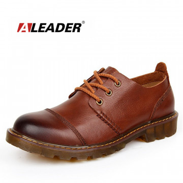 Aleader Men Leather Shoes Casual New 2016 Genuine Leather Shoes Men Oxford Fashion Lace Up Dress Shoes Outdoor Work Shoe Sapatos