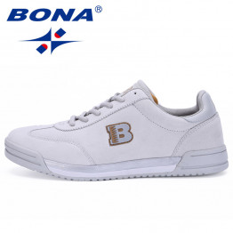 BONA New Classics Style Men Casual Shoes Lace Up Suede Leather Men Shoes Comfortable Men flats Shoes Soft Light Free Shipping