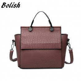 Bolish New Arrival Vintage Trapeze Tote Women Leather Handbags Ladies Party Shoulder Bags Fashion Top-Handle Bags