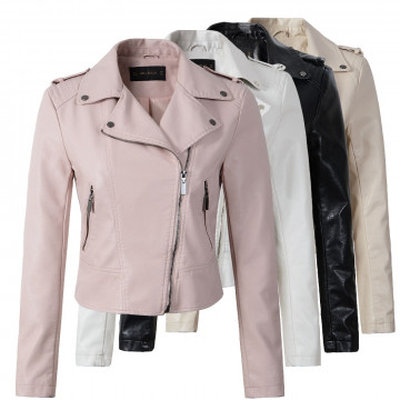 Brand Motorcycle PU Leather Jacket Women Winter And Autumn New Fashion Coat 4 Color Zipper Outerwear jacket New 2017 Coat HOT32537597367