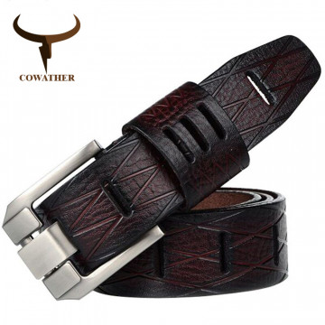 COWATHER 2017 QUALITY cow genuine luxury leather men belts for men strap male pin buckle BIG SIZE 100-130cm 3.8 width QSK0011870952819