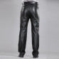Fashion Leather Pants Men Genuine Leather Straight Pants M-7XL Men's Plus Size Flat Zipper Fly Regular Motorcycle Pants
