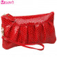 Fashion Serpentine Women's Day Clutch Genuine Leather Handbags Coin Purse Mobile Phone Bag Clutch Bag iphone Case JJY068