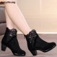 Genuine leather spring and autumn martin boots medium hells shoes women's