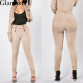 Glamaker Button suede leather women pants & capris Skinny stretch casual high waist pants Spring bodycon slim trousers32779780781