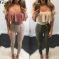 Glamaker Button suede leather women pants & capris Skinny stretch casual high waist pants Spring bodycon slim trousers