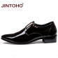 JINTOHO Men Dress Italian Leather Shoes Slip On Fashion Men Leather Moccasin Glitter Formal Male Shoes Pointed Toe Shoes For Men