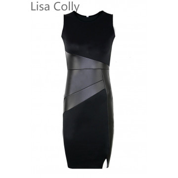 Lisa Colly  Colours Blocks Dresses Leather vestido informal Slim Fit robe sexy vestido vintage invierno woman summer dresses Hot