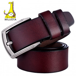 [MILUOTA] Brand Belt for Men 100% Genuine Leather Strap Male Metal Pin Buckle Vintage Mens belts Luxury bt1316