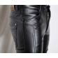 Male Black Leather Pants Super Skinny Motorcycle Biker Faux Leather Pu Trousers For Men