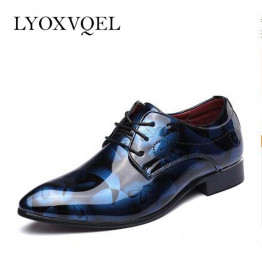 Men Dress Shoes Shadow Patent Leather Luxury Fashion Groom Wedding Shoes Men Oxford shoes 38-48 M394