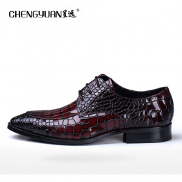 Men flats business quality leather shoes mens wine red blue lace up large size us11 dress wedding party fashion Shoes CHENGYUAN