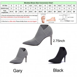 Meotina Ankle Boots Fashion Women Boots Genuine Leather+Microfiber Pointed Toe Stiletto High Heel Black Large Size 9 Sexy Shoes 