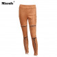 Missufe Lace Up Cut Out Suede Leather Pencil Pants 2017 Street Fashion Casual Outfit Women Trousers Sexy Bandage Legging Pants32760309425