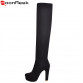 MoonMeek Plus size 34-46 new fashion platform over the knee boots thick high heels round toe thigh high winter suede long boots32627582113