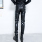 New Mens Elastic Faux Leather Pants PU Motorcycle Ridding Black Slim Fit Dance Party Trousers Biker Leather Pants For Male32608834107