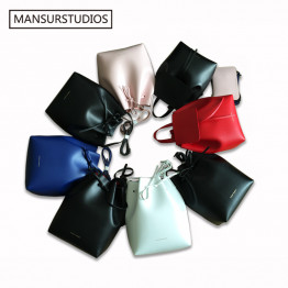 Newest  MANSURSTUDIOS bucket bag mansur women genuine leather shoulder bag  lady real leather  cross bag, free shipping