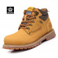 URBANFIND Lace-Up Men Fashion Boots EU 38-44 Durable Rubber Sole Man Nubuck Leather Ankle Shoes Brown / Yellow