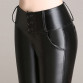 Warm Fleece PU Leather Pencil Pants Women 2017 Winter Slim Leggings Female High Waist Black Trousers Plus Size Femme Pantalon32698574856